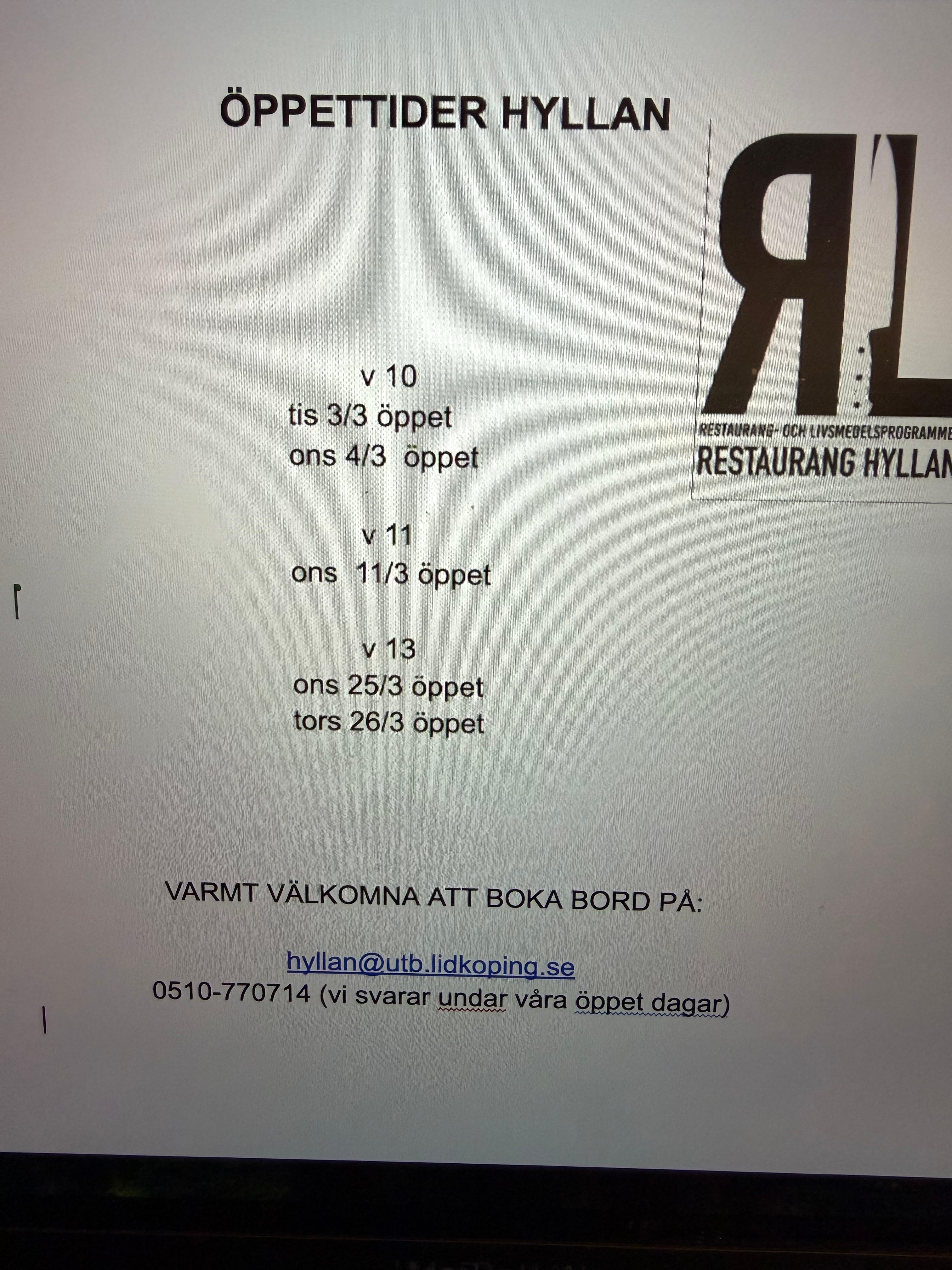 Öppettider Hyllan